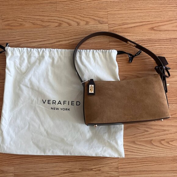 Verafied Gold Suede Hobo Bag - Picture 1 of 4